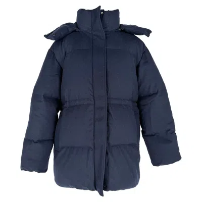 Pre-owned Joseph Dorset Brushed Flannel Down Jacket In Navy Blue Wool