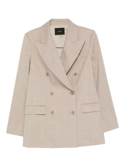 Joseph Double-breasted Checked Blazer In Neutral