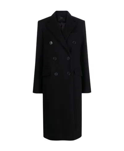 Joseph Double-breasted Peak-lapels Coat In Black