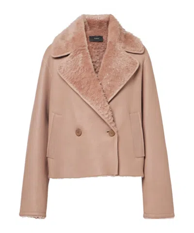 Joseph Double-breasted Short Coat In Brown