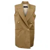 Joseph Double-breasted Sleeveless Vest In Brown Linen In Brown