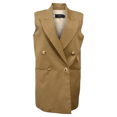 Joseph Double-breasted Sleeveless Vest In Brown Linen