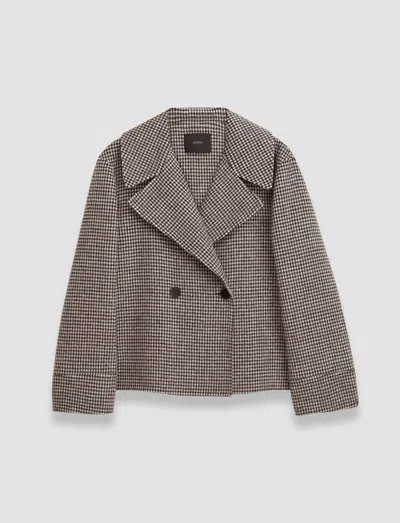 Joseph Double Face Cashmere Dogtooth Rollet Jacket In Arabica Combo