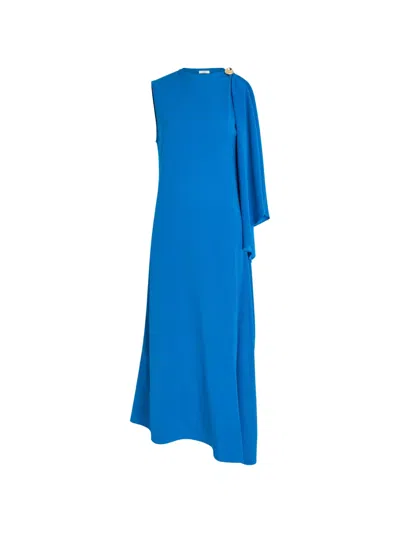 Joseph Draped Asymmetric-hem Midi Dress In Blue