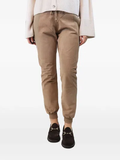 Pre-owned Joseph Drawstring-fastening Suede Trousers In Neutral