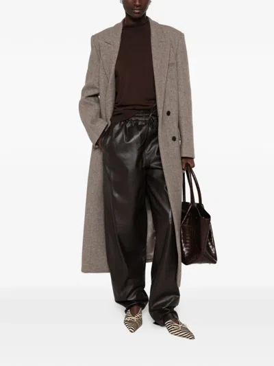 Joseph Drawstring-waist Leather Trousers In Brown