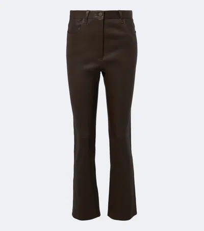 Joseph Duke Cropped Leather Flared Pants In Patina