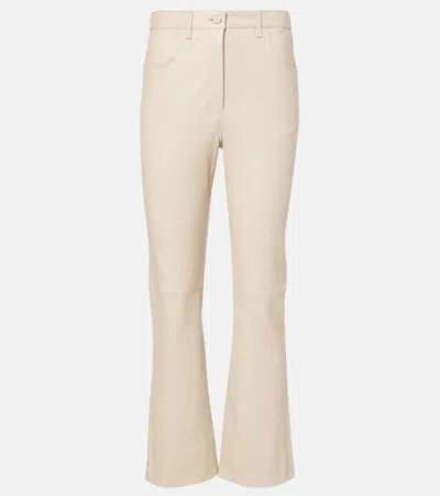 Joseph Duke Leather Cropped Slim Trousers In Quail