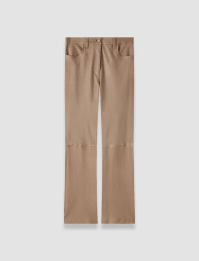 Joseph Duke Leather Stretch Trousers In Brown