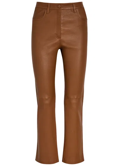 Joseph Duke Straight-leg Leather Trousers In Brown