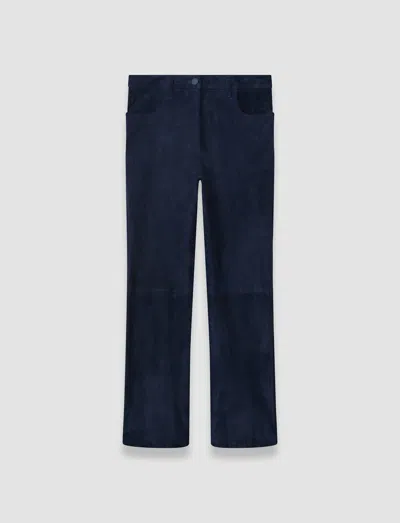 Joseph Duke Suede Stretch Trousers In Blue