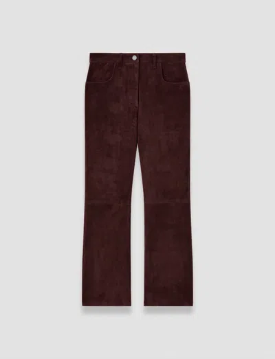 Joseph Womens Duke Cropped Suede Trousers Mahogany In Brown