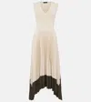 Joseph Womens Oat Combo Dura V-neck Plissé-skirt Woven Midi Dress In White