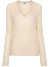 JOSEPH ECRU V-NECK SWEATER