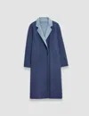 Joseph Edmond Reversible Double Face Cashmere Coat In Faded Sky/harbour