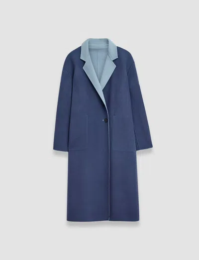 Joseph Edmond Reversible Double Face Cashmere Coat In Faded Sky/harbour