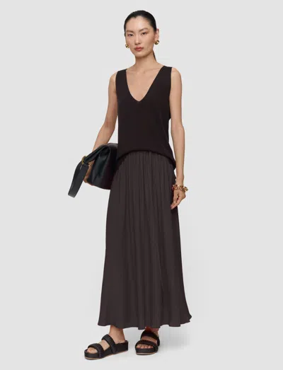 Joseph Elba Silk Blend Crepe Skirt In Brown