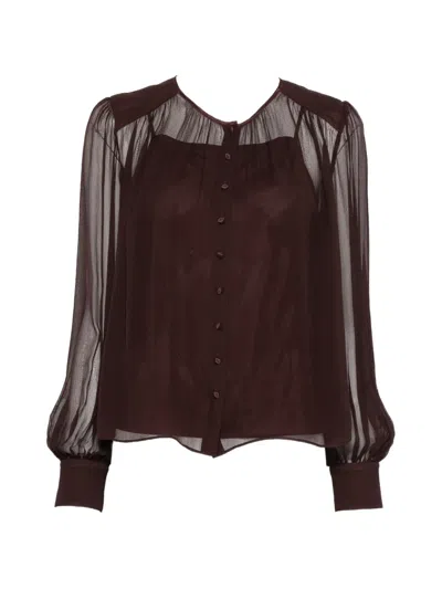 Joseph Elisa Silk Chiffon Blouse In Burgundy