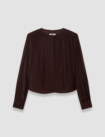 Joseph Elisa Silk Chiffon Blouse In Brown