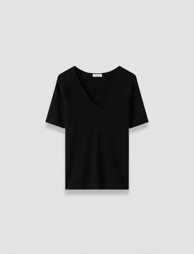 Joseph Womens Elly V-neck Short-sleeve Silk Top Black Xs