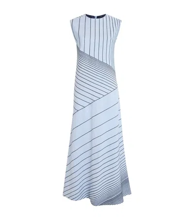 Joseph Embroidered Striped Maryse Maxi Dress In Blue