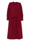 Joseph Emma Belted Wool-blend Crepe Midi Dress In Red
