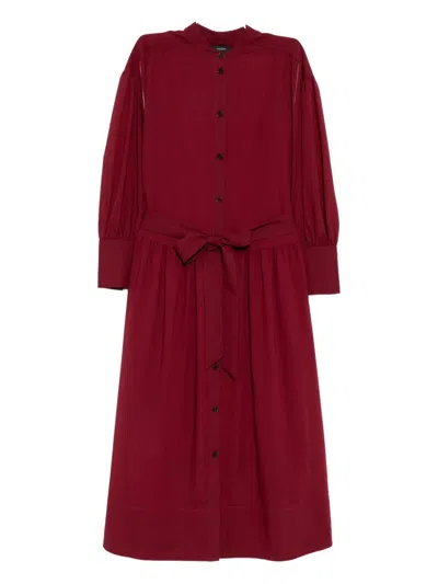 Joseph Wool-blend Sheer Emma Midi Shirt Dress In Red