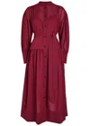 Joseph Emma Belted Wool-blend Crepe Midi Dress In Red