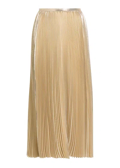 Joseph Essai Plissé Metallic Lamé Midi Skirt In Animal Print