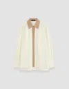 Joseph Evora Silk Crepe De Chine Colourblock Blouse In Ivory/blusher