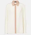 Joseph Evora Silk Crepe De Chine Colourblock Blouse In Ivory/blusher