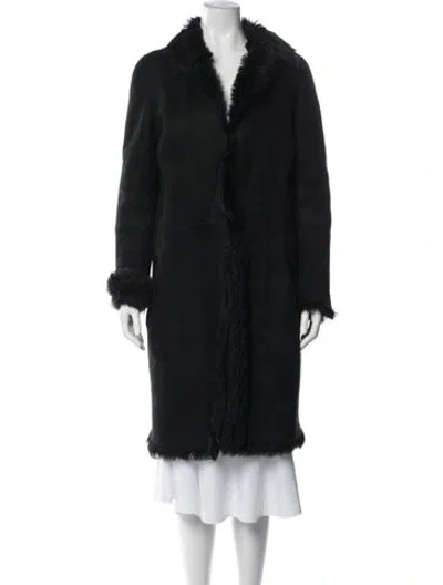 Pre-owned Joseph Faux Fur Coat In Black