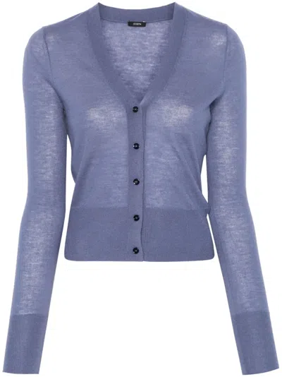 Joseph Fine-knit Cardigan In Blue