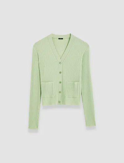 Joseph Fine Merino Rib Cardigan In Matcha