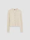 Joseph Fine Merino Rib Cardigan In Quail