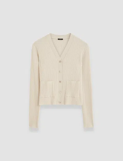 Joseph Fine Merino Rib Cardigan In Quail
