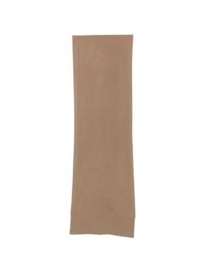 Joseph Fine-knit Ribbed-trim Scarf In Brown