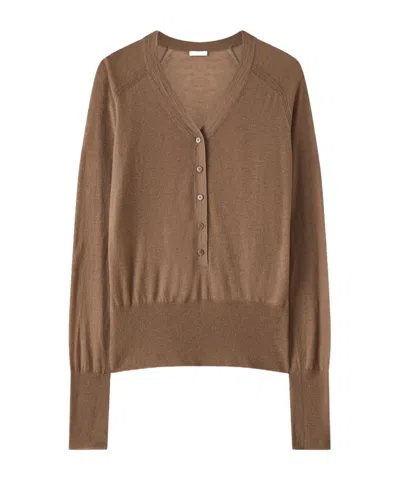 Joseph Fine-knit V-neck Cardigan In Brown
