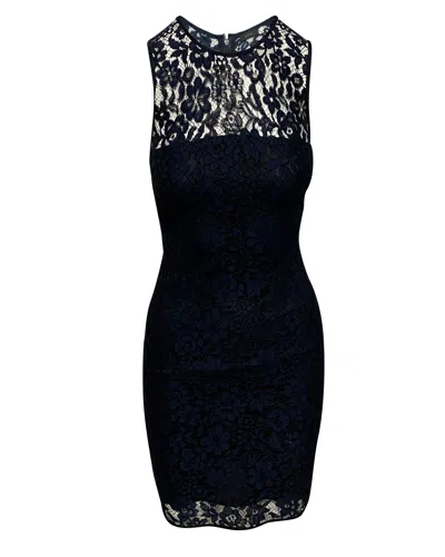 Joseph Fitted Lace Dress In Blue Rayon