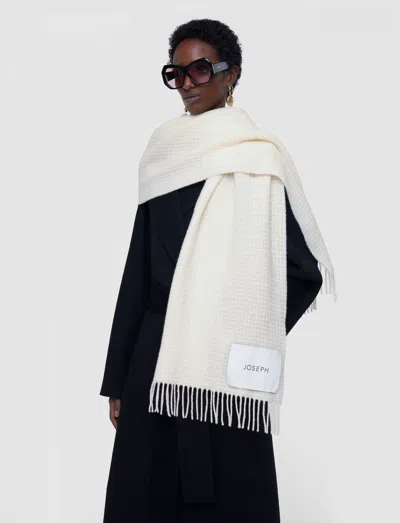 Joseph Flora Waffle Wool Scarf In White