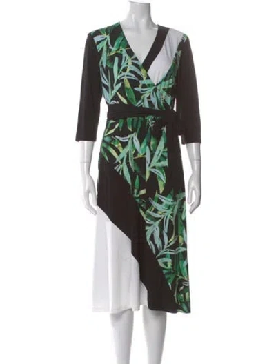 Pre-owned Joseph Floral Print Midi Length Dress In Green