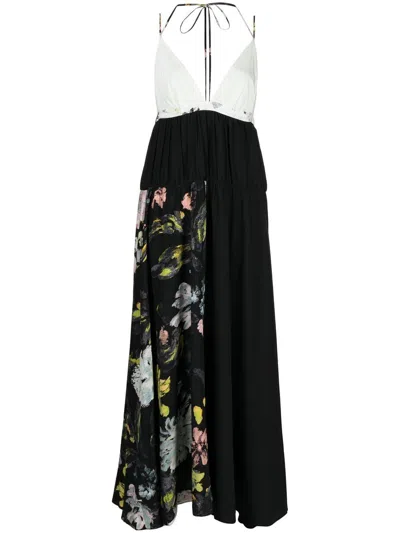 Joseph Floral-print Silk Dress In Black/aquatic