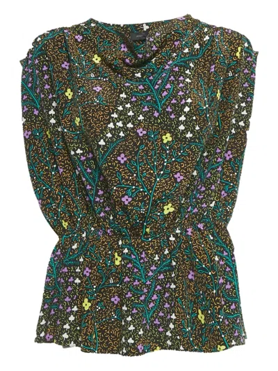 Pre-owned Joseph Floral-print Silk Top In Black