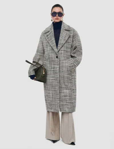Joseph Florent Crosshatch Virgin Wool Coat In Gray