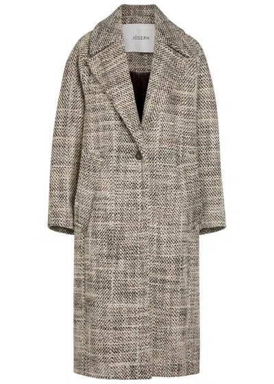 Joseph Florent Crosshatch Wool-blend Coat In Brown