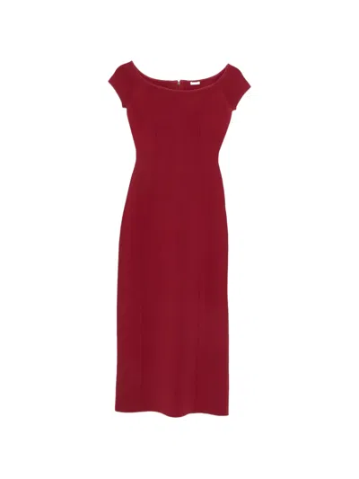 Joseph Foin Off-shoulder Midi Dress In Red