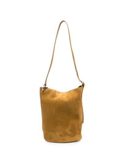 Joseph Fold Suede Bucket Bag In Brown