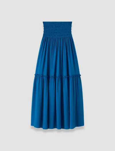 Joseph Folia Textured Silk Skirt In Blue