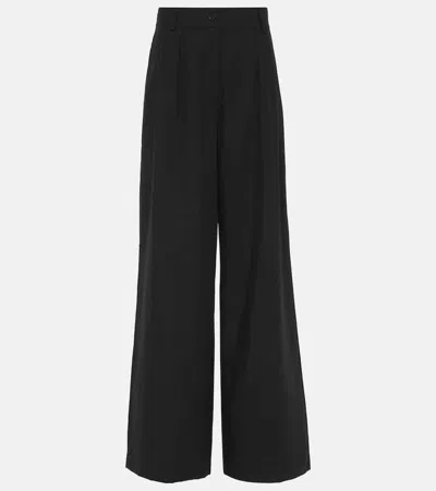 Joseph Forest Wool-blend Voile Wide-leg Pants In Black