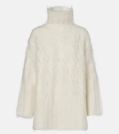 Joseph Fortin Cable-knit Mohair-blend Sweater In White
